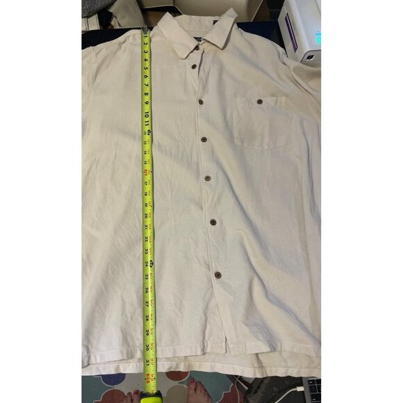 Silk Icon Mens Cream Button Down Short Sleeved Silk Shirt Sz 2XL - Picture 8 of 9